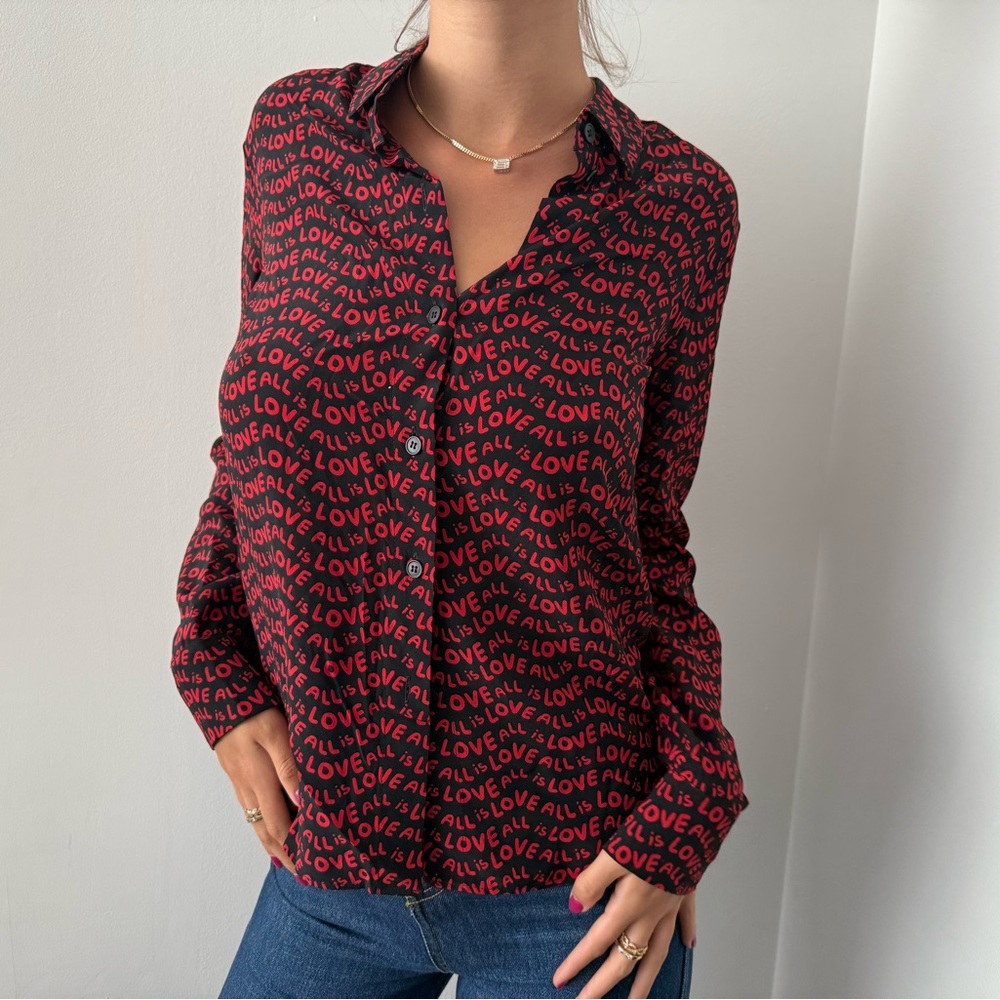 Stella McCartney Red and Black Love Print Shirt
